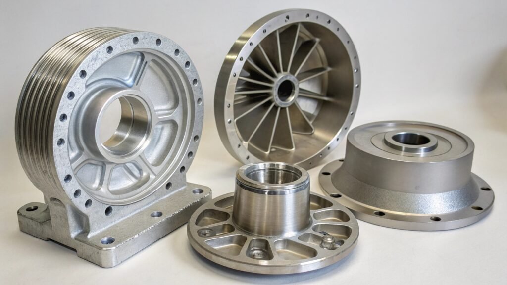 Two finished components side-by-side: a versatile 6061 forged ring and a high-performance 7075 forged disc.